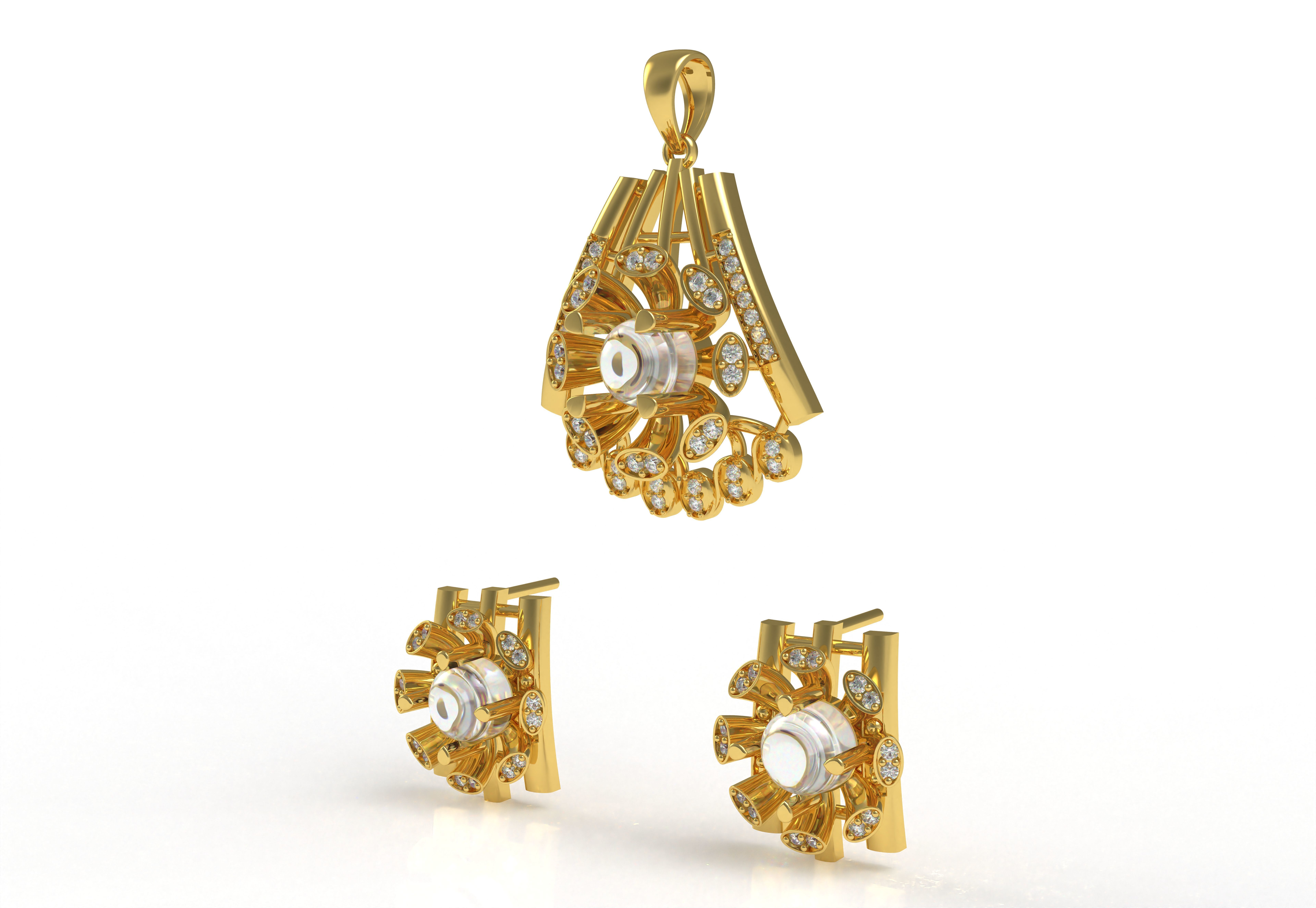 Diamond Pendant Set 15 3D print model_2