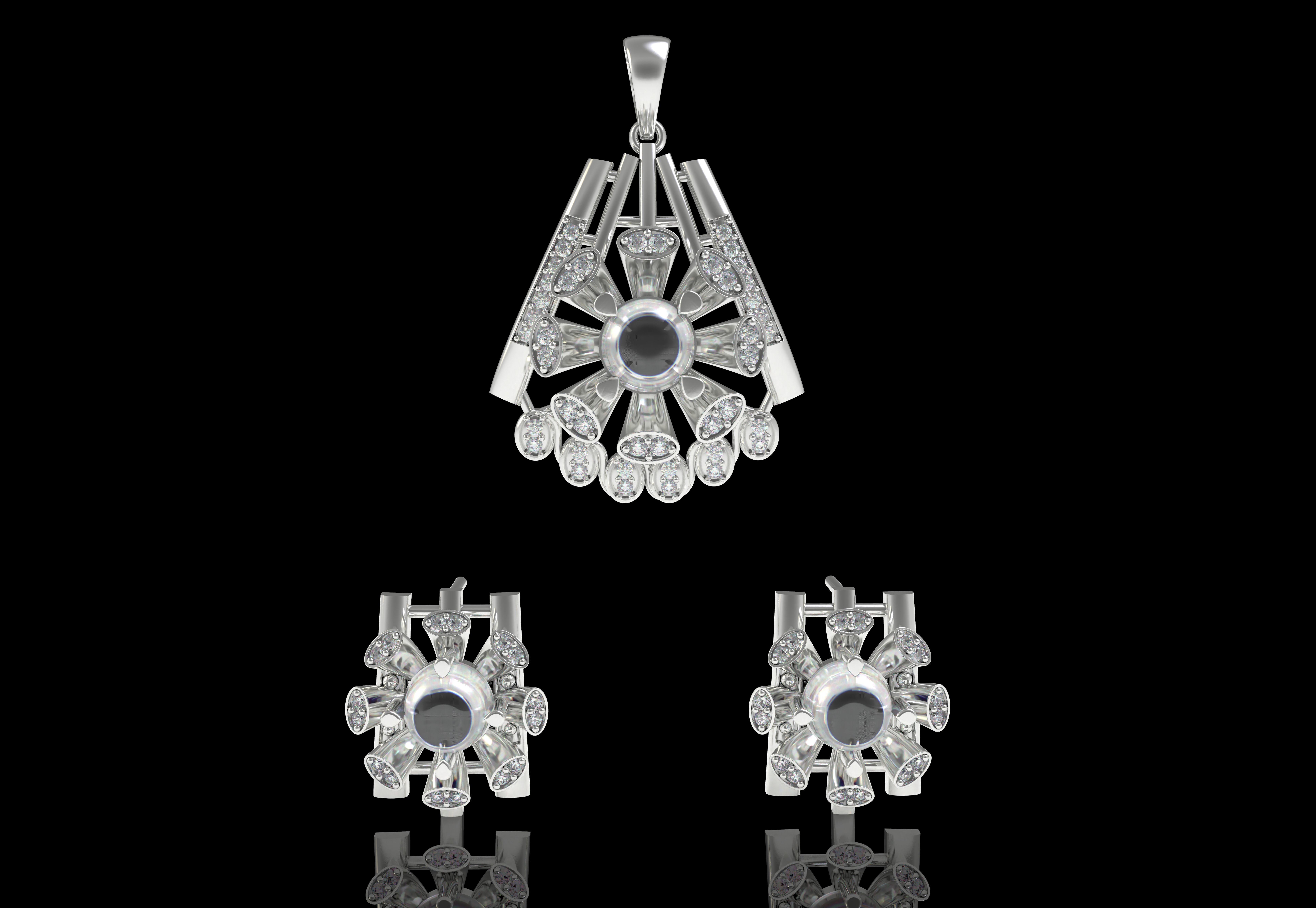 Diamond Pendant Set 15 3D print model_8