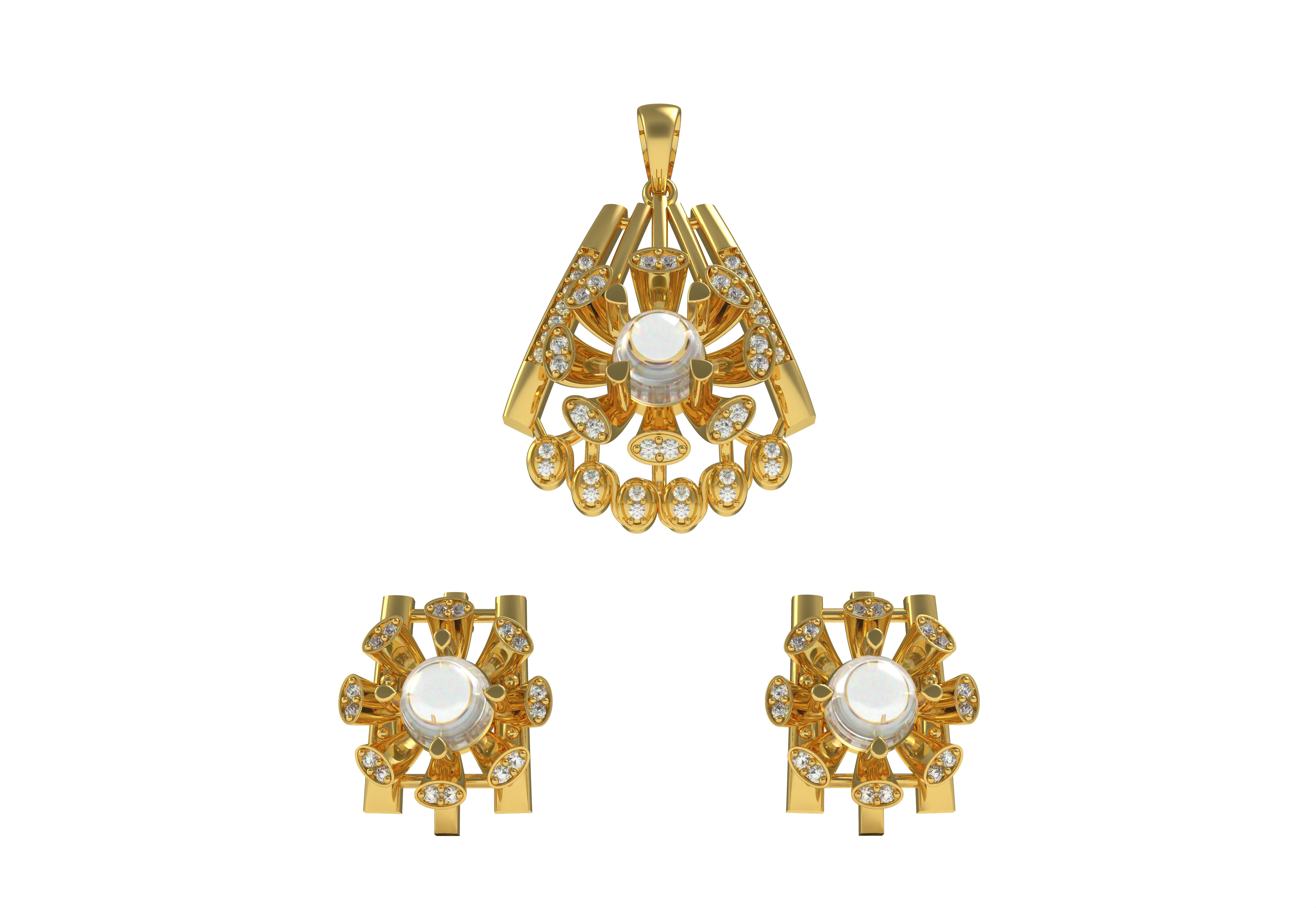 Diamond Pendant Set 15 3D print model_1