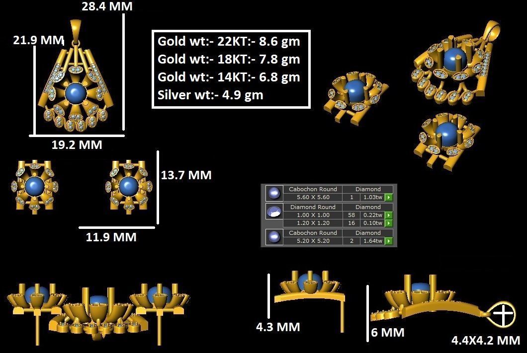 Diamond Pendant Set 15 3D print model_27