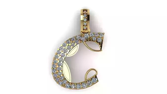 LUXURY ALPHABET C PENDANT 3D PRINTABLE MODEL