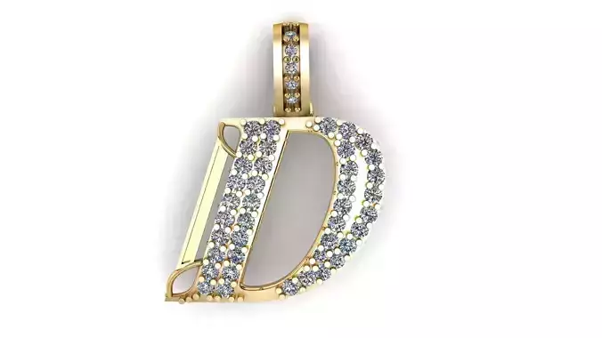 LUXURY ALPHABET D PENDANT 3D PRINTABLE MODEL