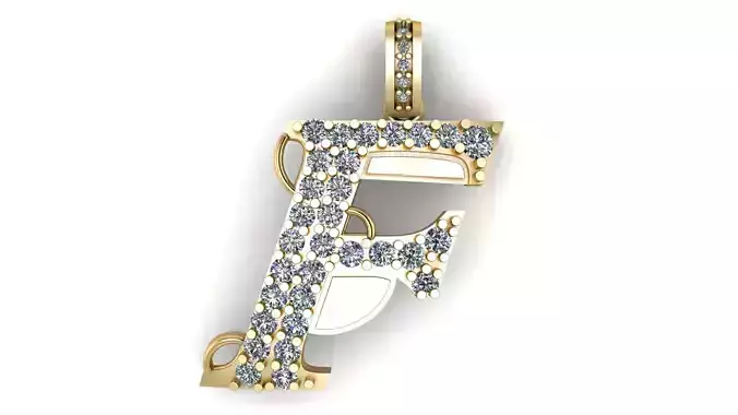 LUXURY ALPHABET F PENDANT 3D PRINTABLE MODEL