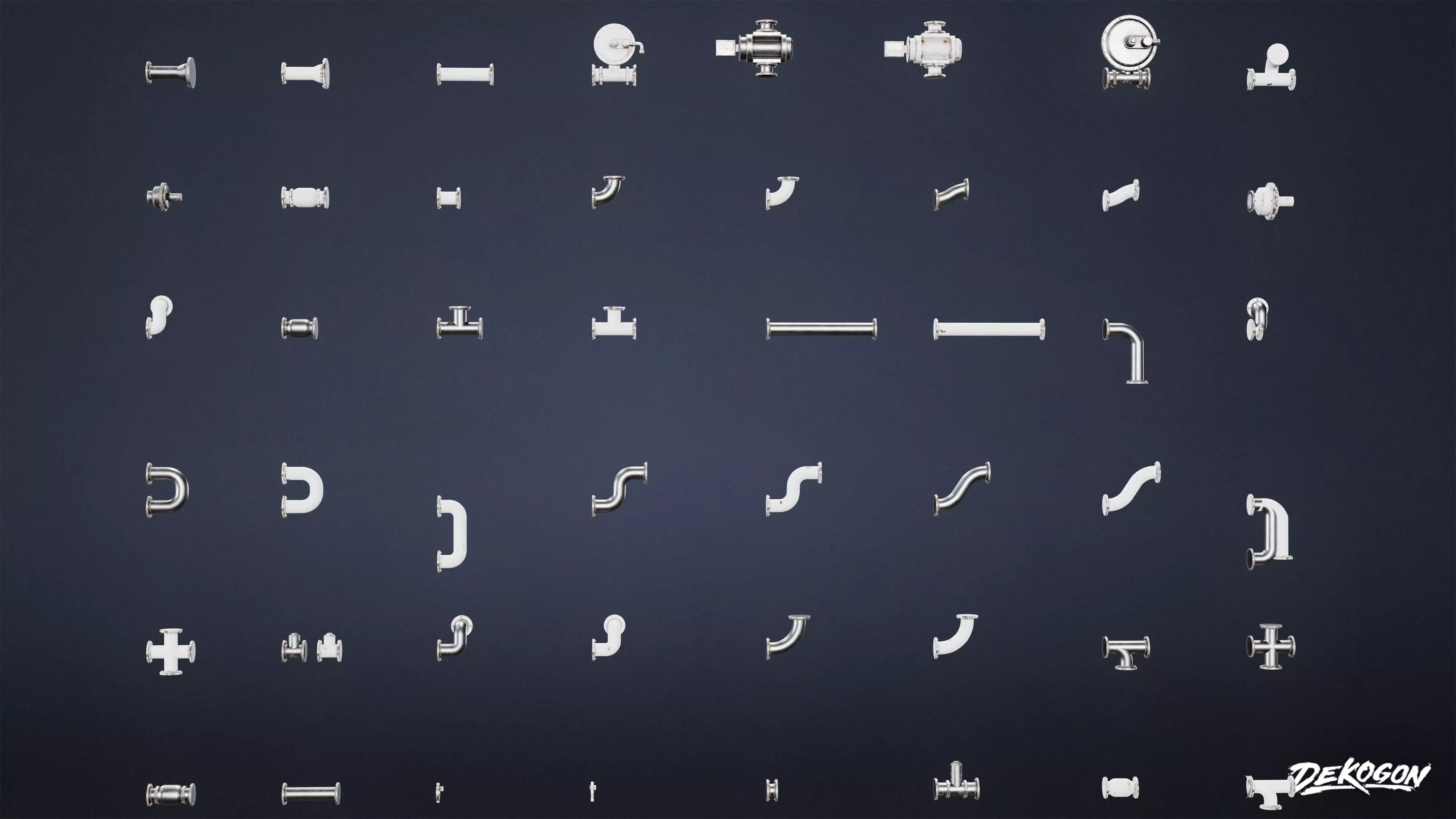 BUILDINGS - Pipe Set 02 - LOW POLY AND NANITE Low-poly 3D model_0