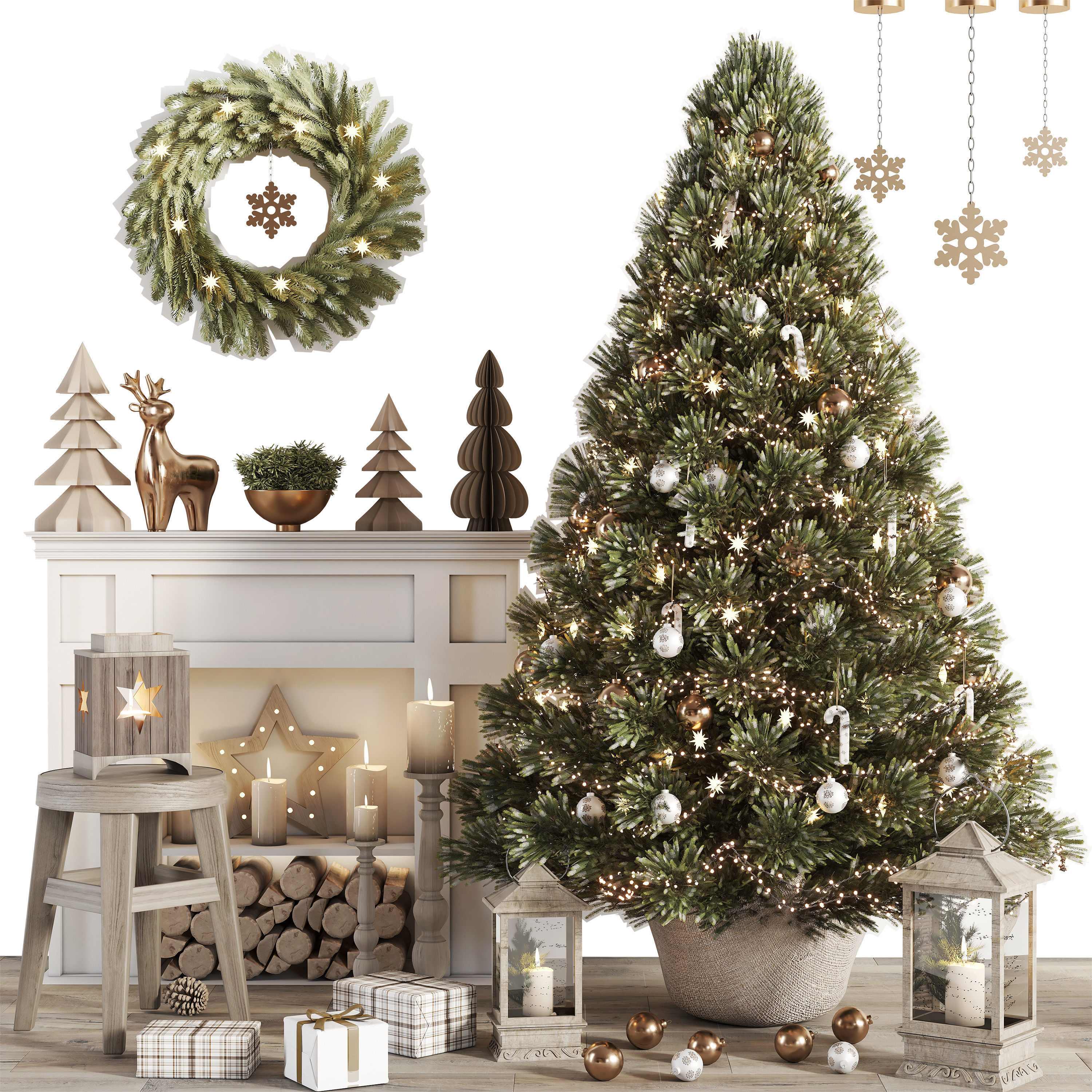 Christmas Tree and Decoration Set 011 3D model_1