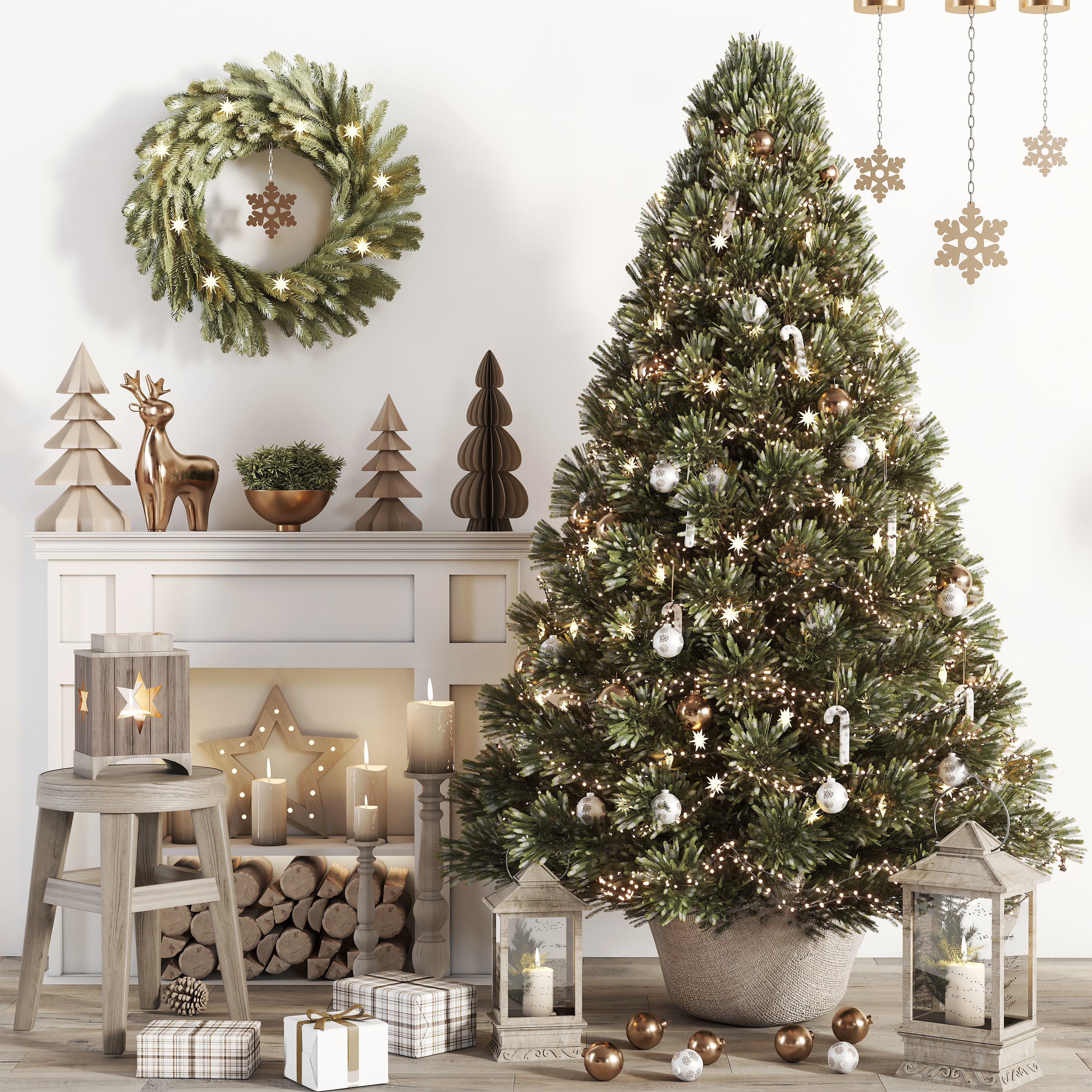 Christmas Tree and Decoration Set 011 3D model_6