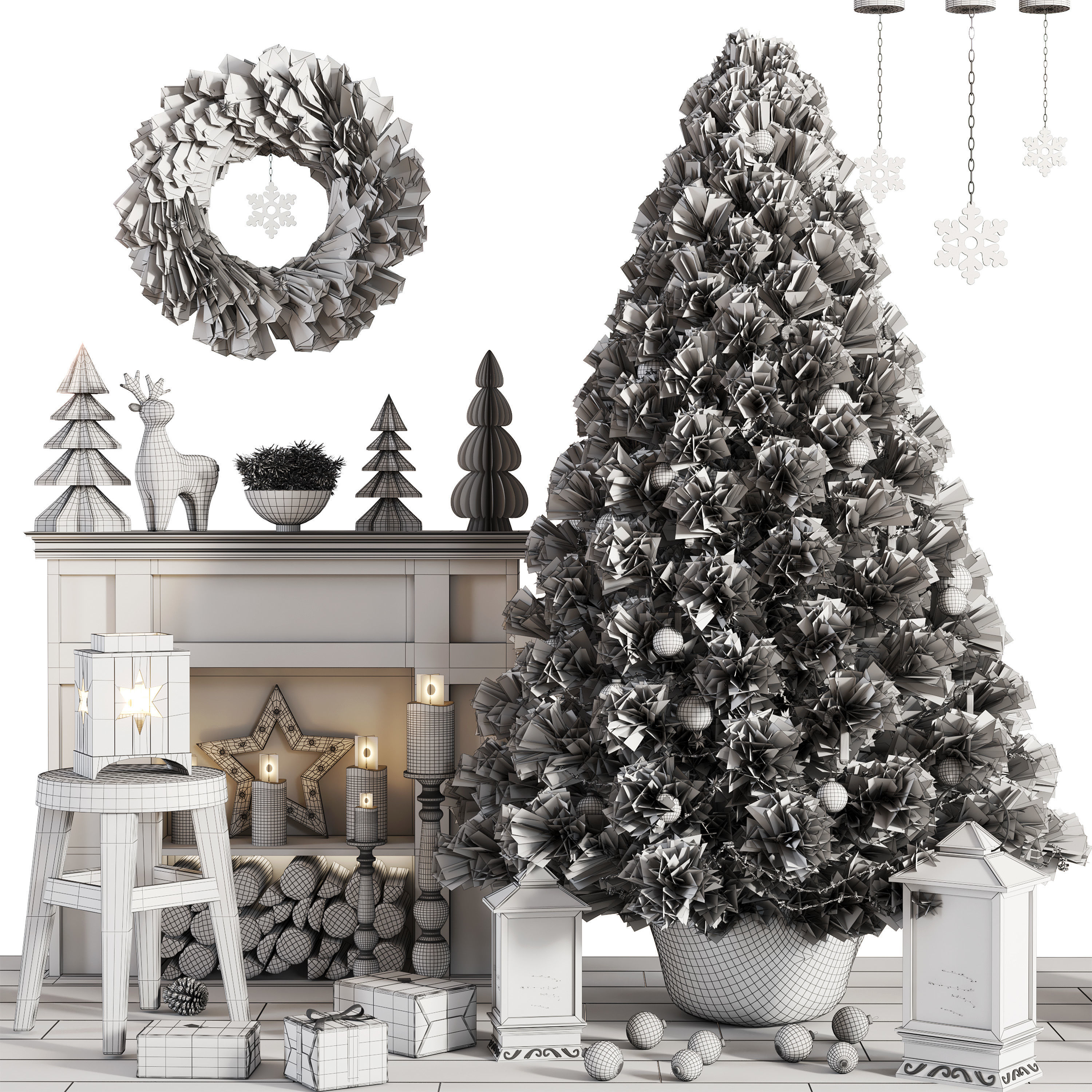 Christmas Tree and Decoration Set 011 3D model_7