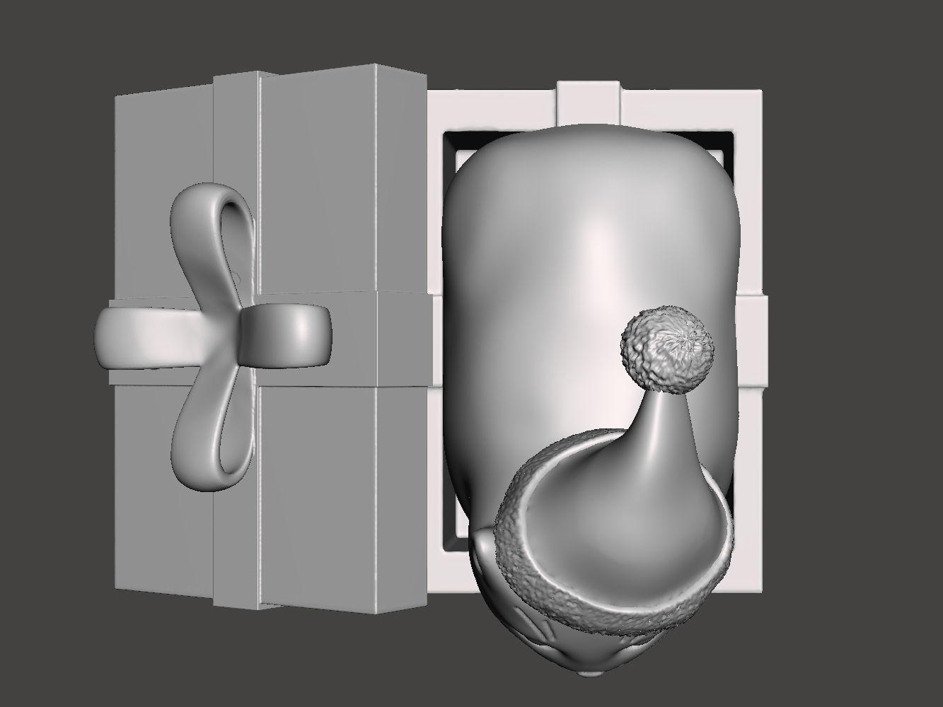 Christmas fat loaf cat sitting in the gift box 3D print model_6