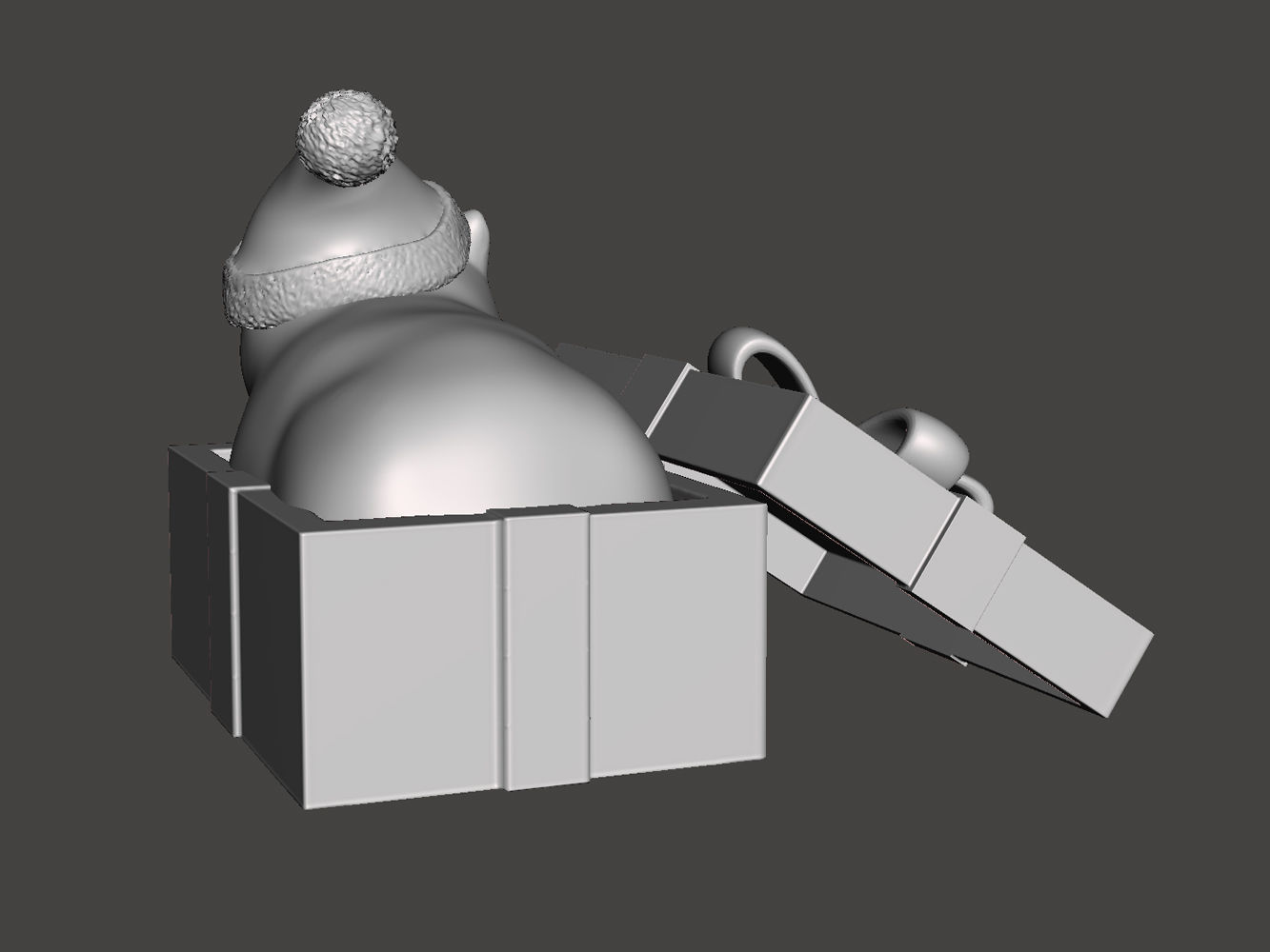 Christmas fat loaf cat sitting in the gift box 3D print model_3