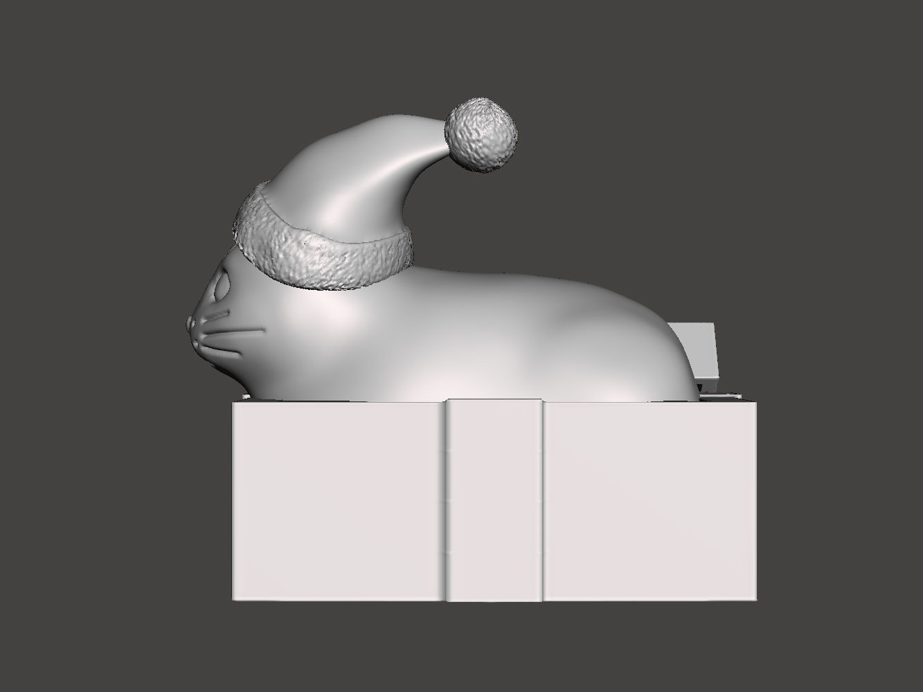 Christmas fat loaf cat sitting in the gift box 3D print model_2