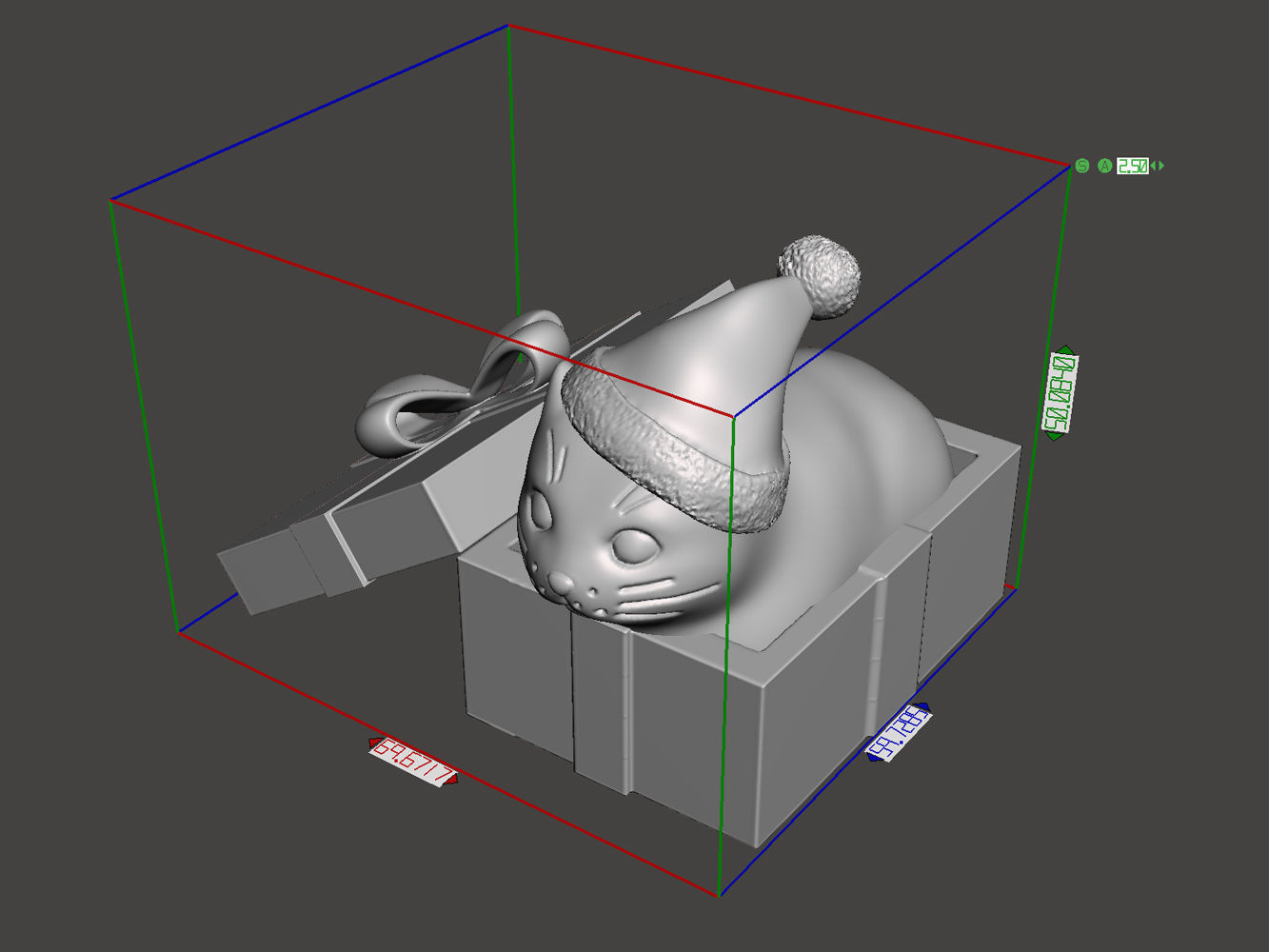 Christmas fat loaf cat sitting in the gift box 3D print model_1