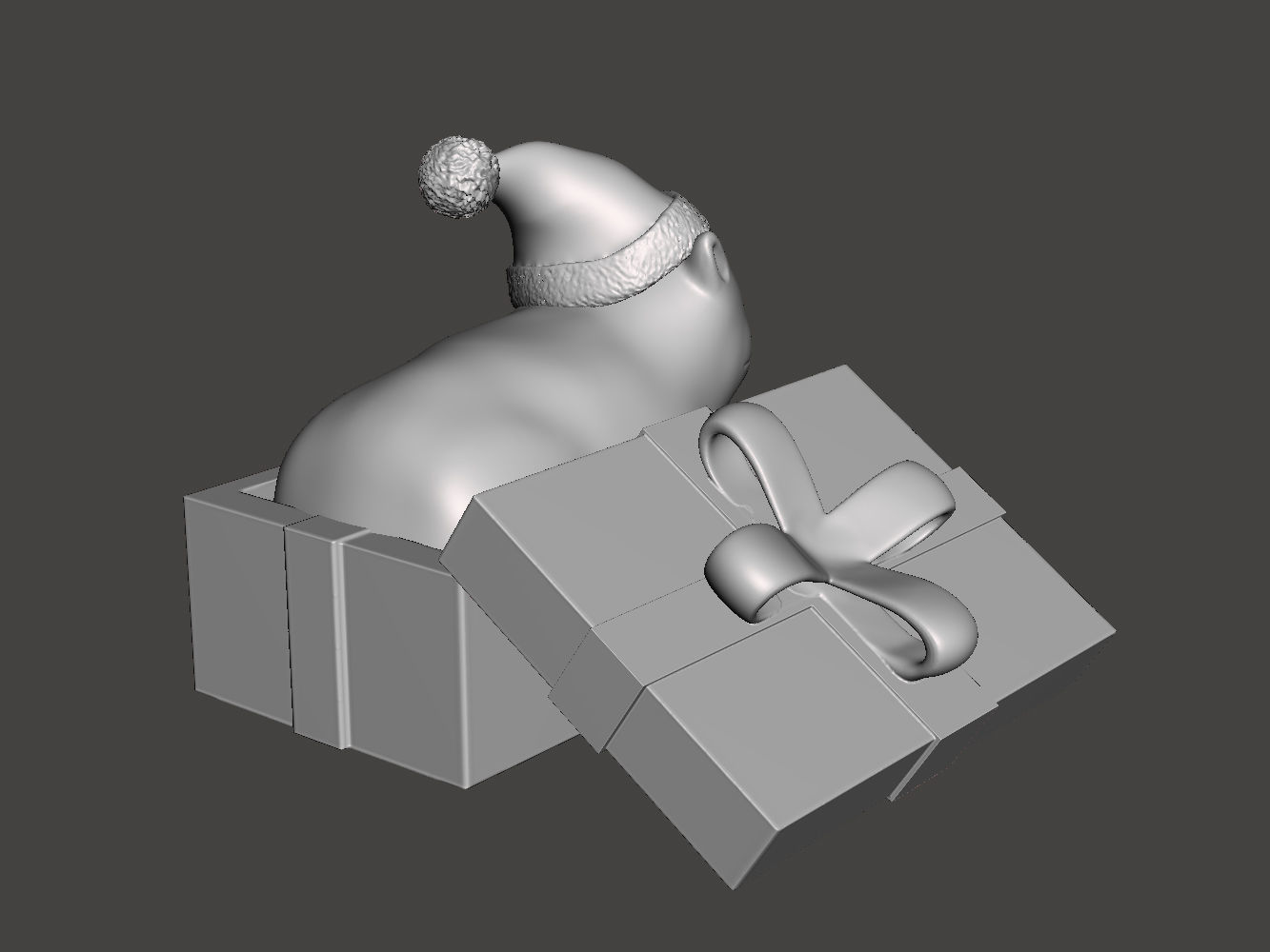 Christmas fat loaf cat sitting in the gift box 3D print model_4