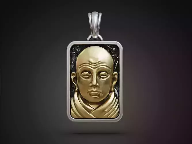 Monk Chinese Buddhism Tibetan Pendant Rectangular 3D print model
