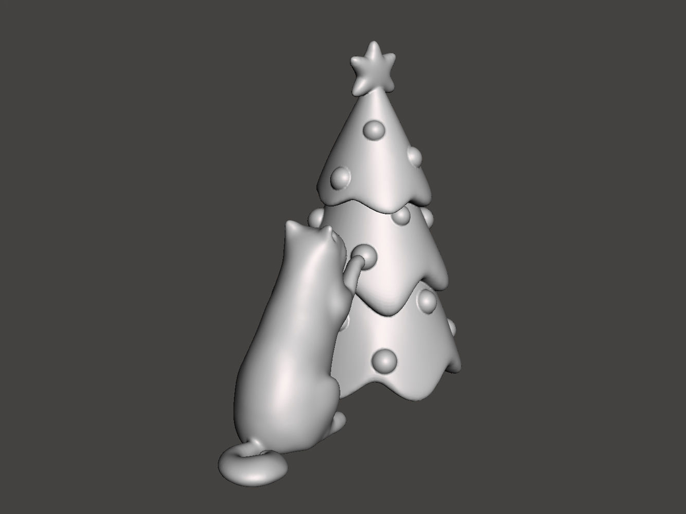 Cat and the Christmas tree 3D print model_2