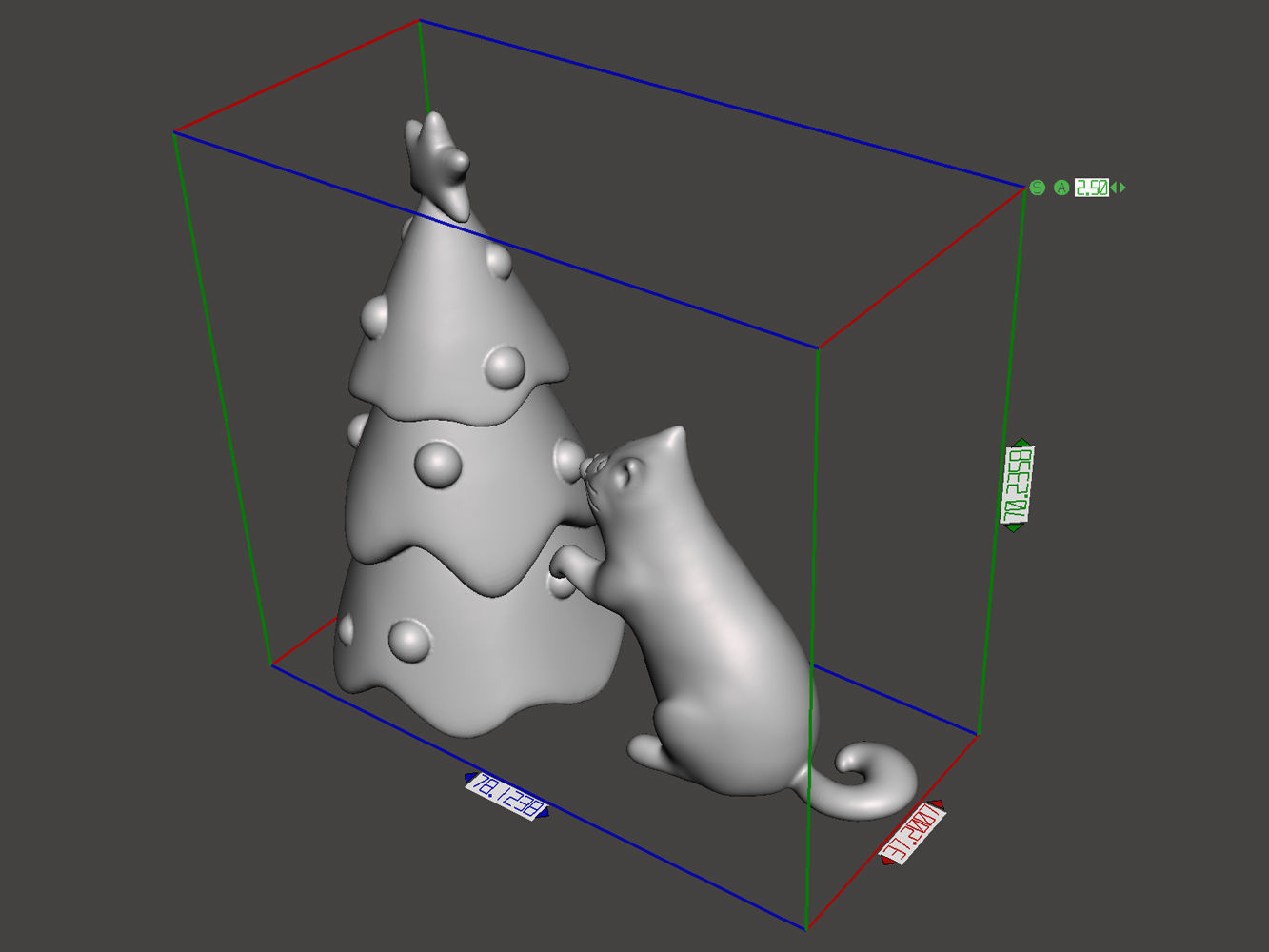 Cat and the Christmas tree 3D print model_1