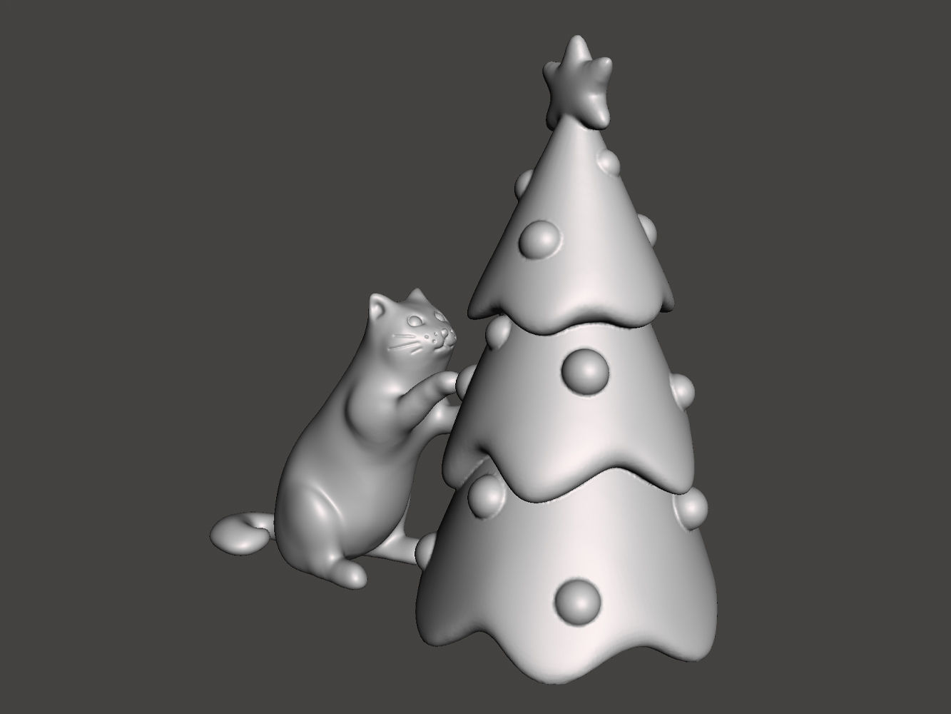 Cat and the Christmas tree 3D print model_4