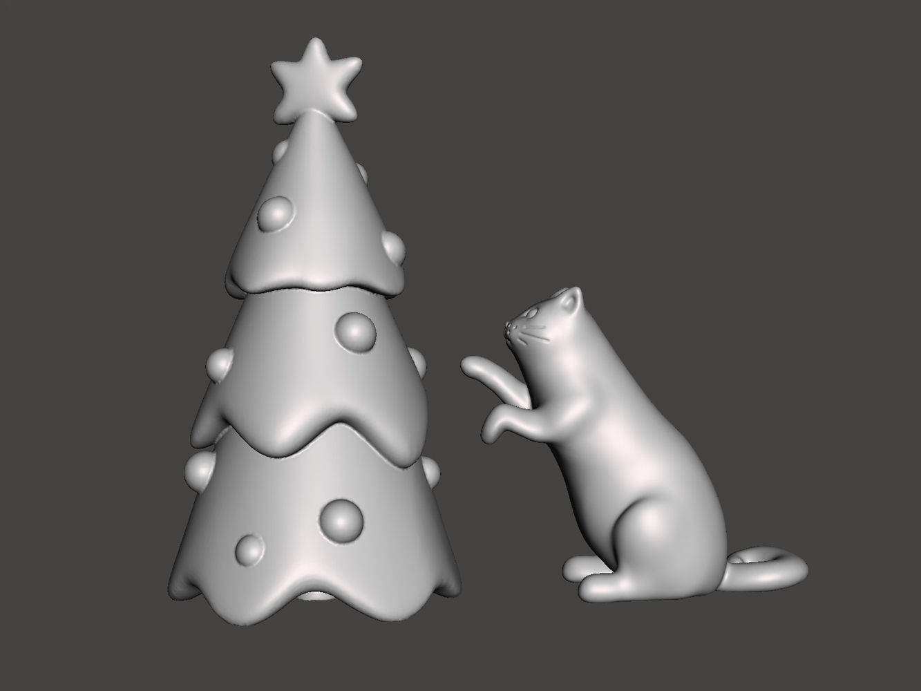 Cat and the Christmas tree 3D print model_7