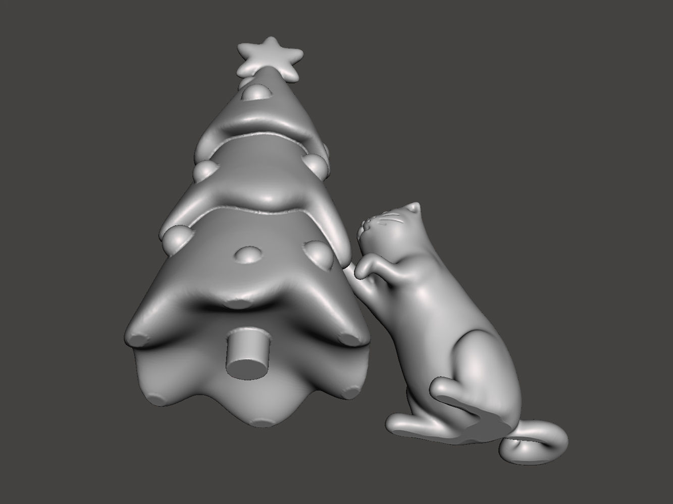 Cat and the Christmas tree 3D print model_5