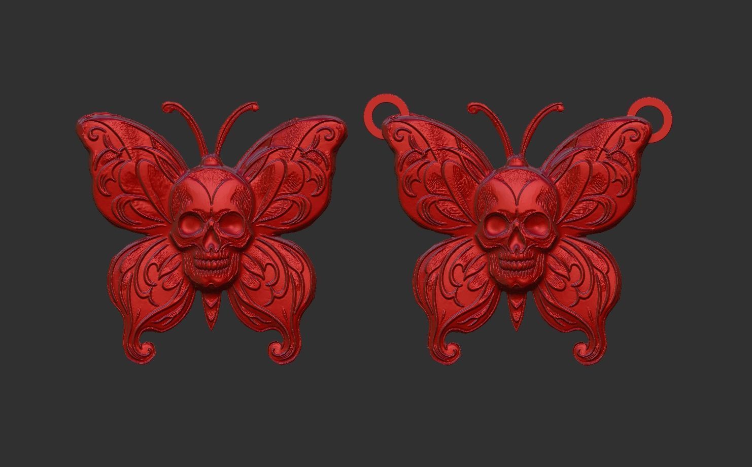 skull butterfly pentant  3D print model_7