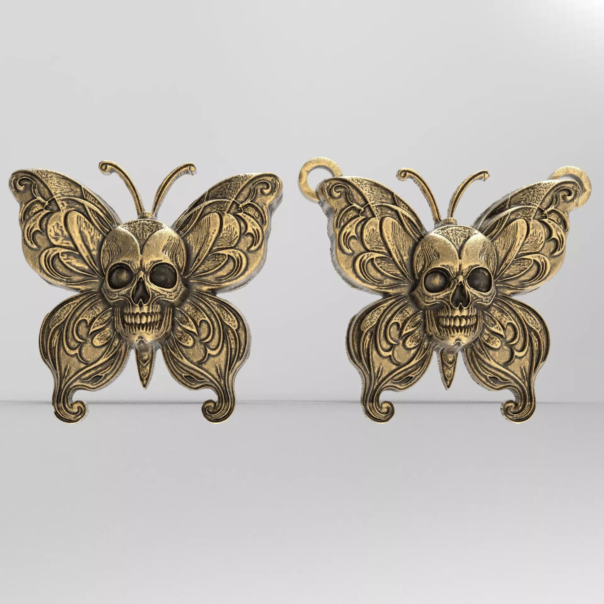 skull butterfly pentant  3D print model_0