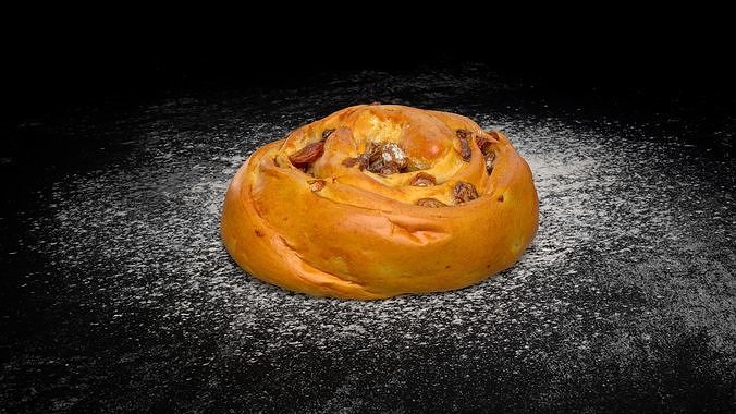 Swirl bun with raisin PBR Low-poly 3D model Low-poly 3D model 3