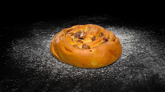 Swirl bun with raisin PBR Low-poly 3D model Low-poly 3D model 4