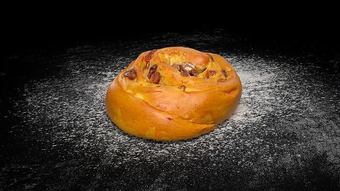 Swirl bun with raisin PBR Low-poly 3D model Low-poly 3D model 2