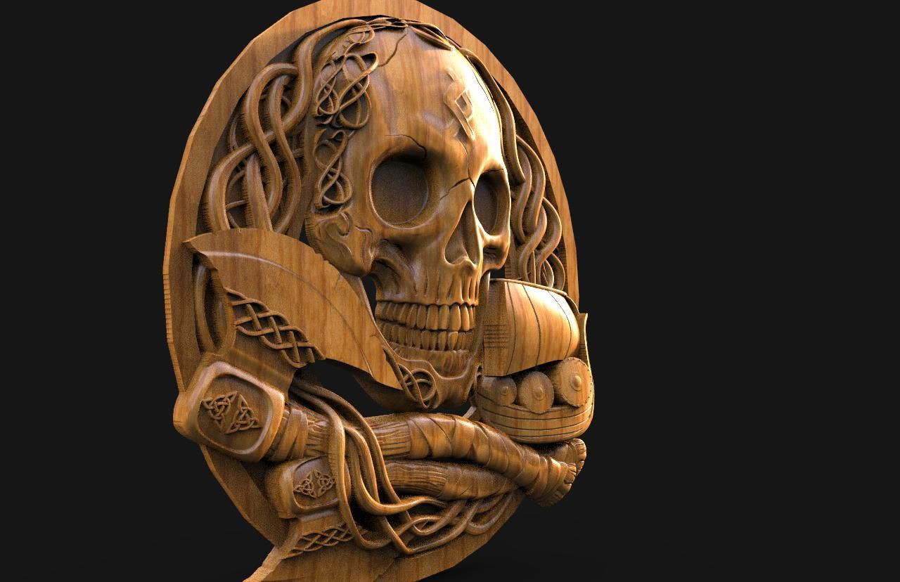 Viking skull CNC 3D print model_5