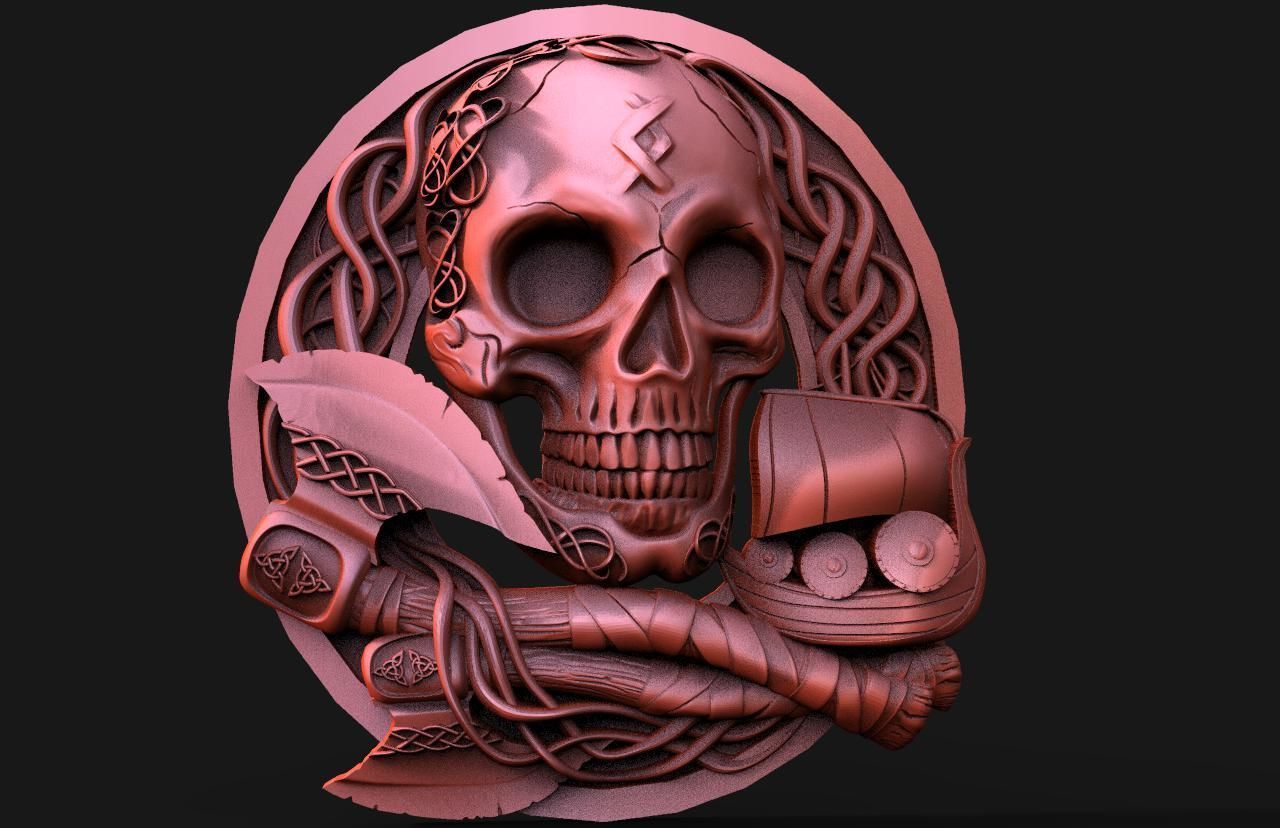 Viking skull CNC 3D print model_1