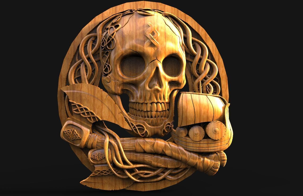 Viking skull CNC 3D print model_4