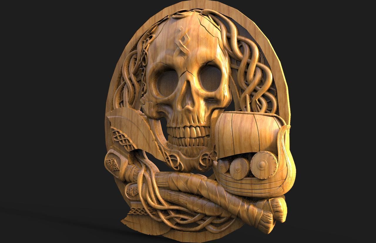 Viking skull CNC 3D print model_6
