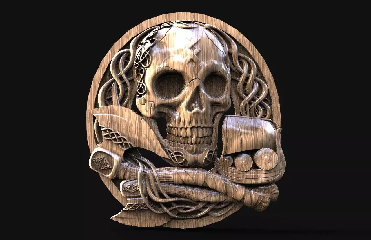 Viking skull CNC 3D print model_0