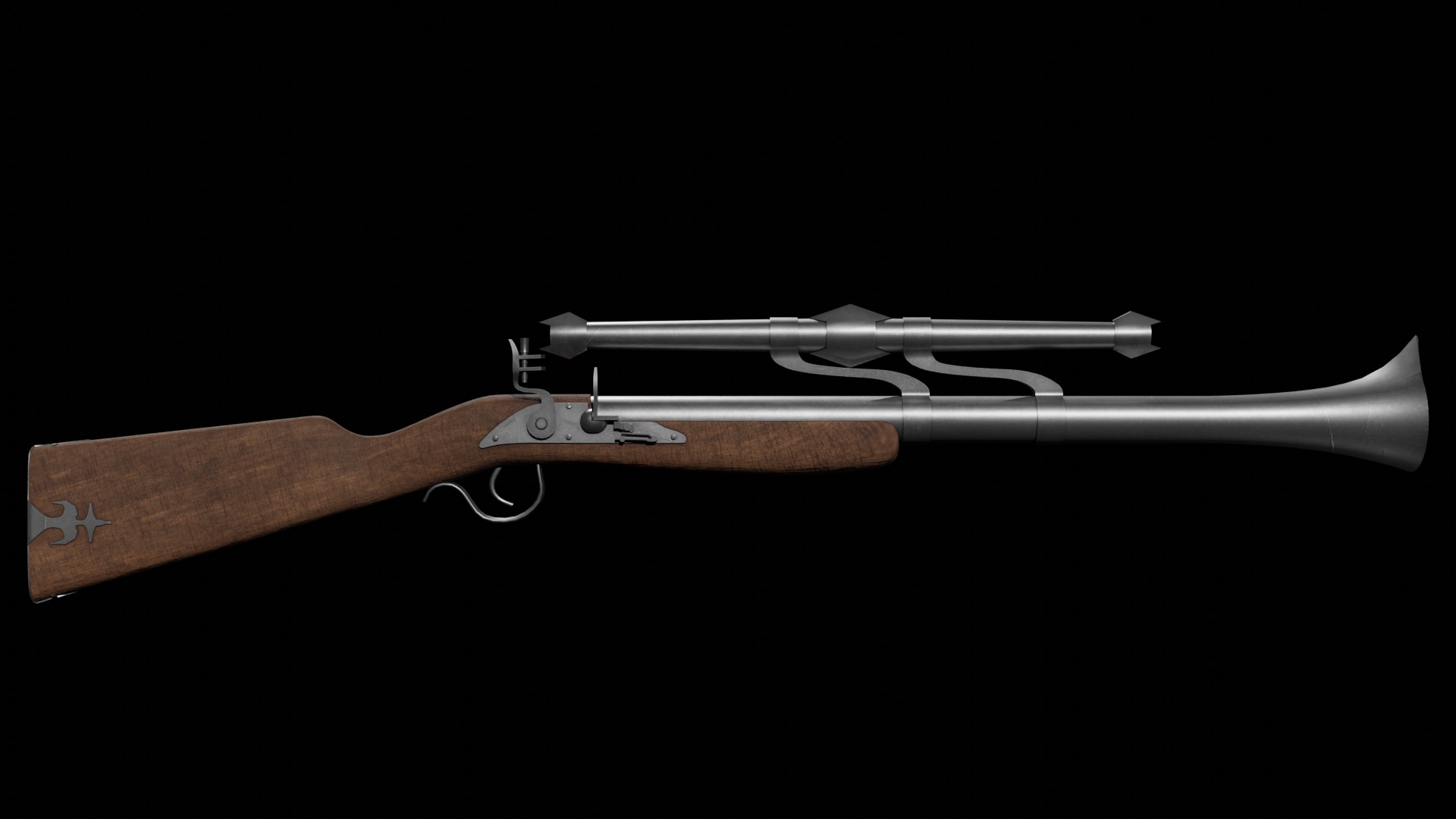 Fantastic Rifle  Low-poly 3D model_4