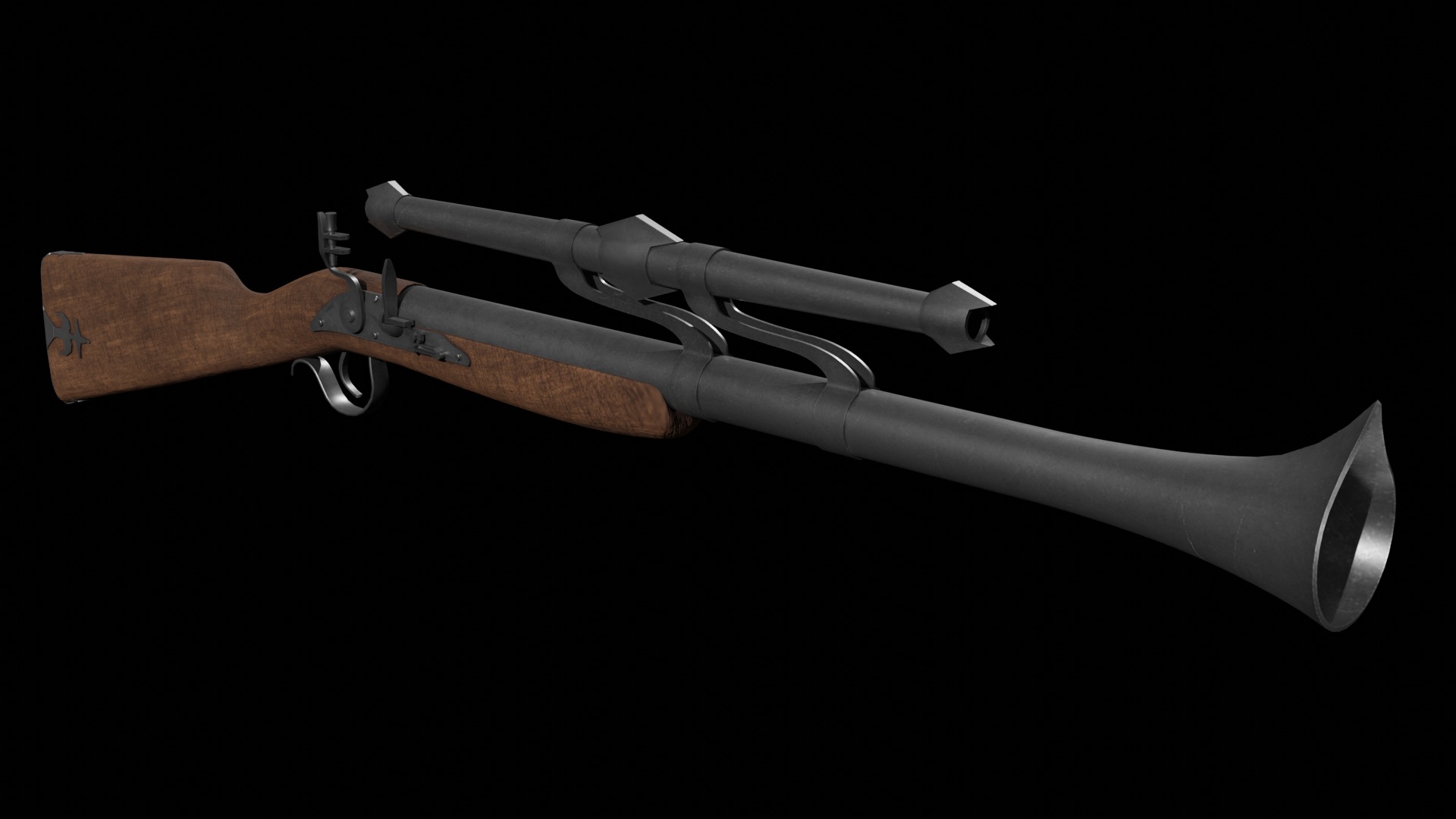Fantastic Rifle  Low-poly 3D model_10