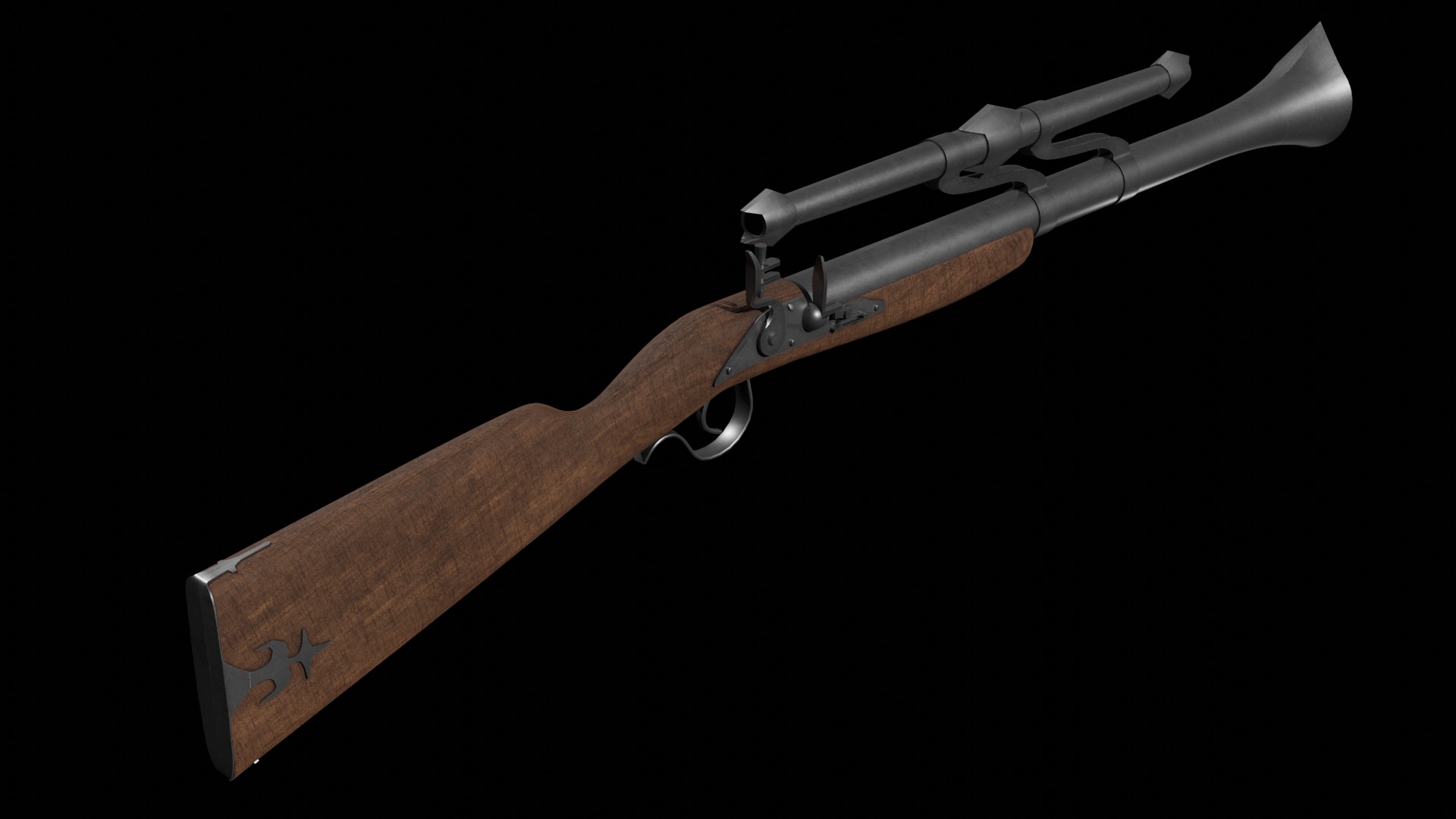 Fantastic Rifle  Low-poly 3D model_5