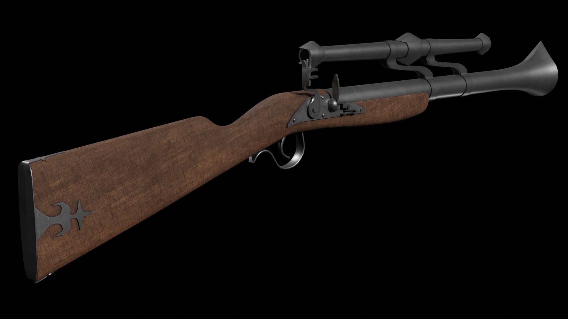 Fantastic Rifle  Low-poly 3D model_1