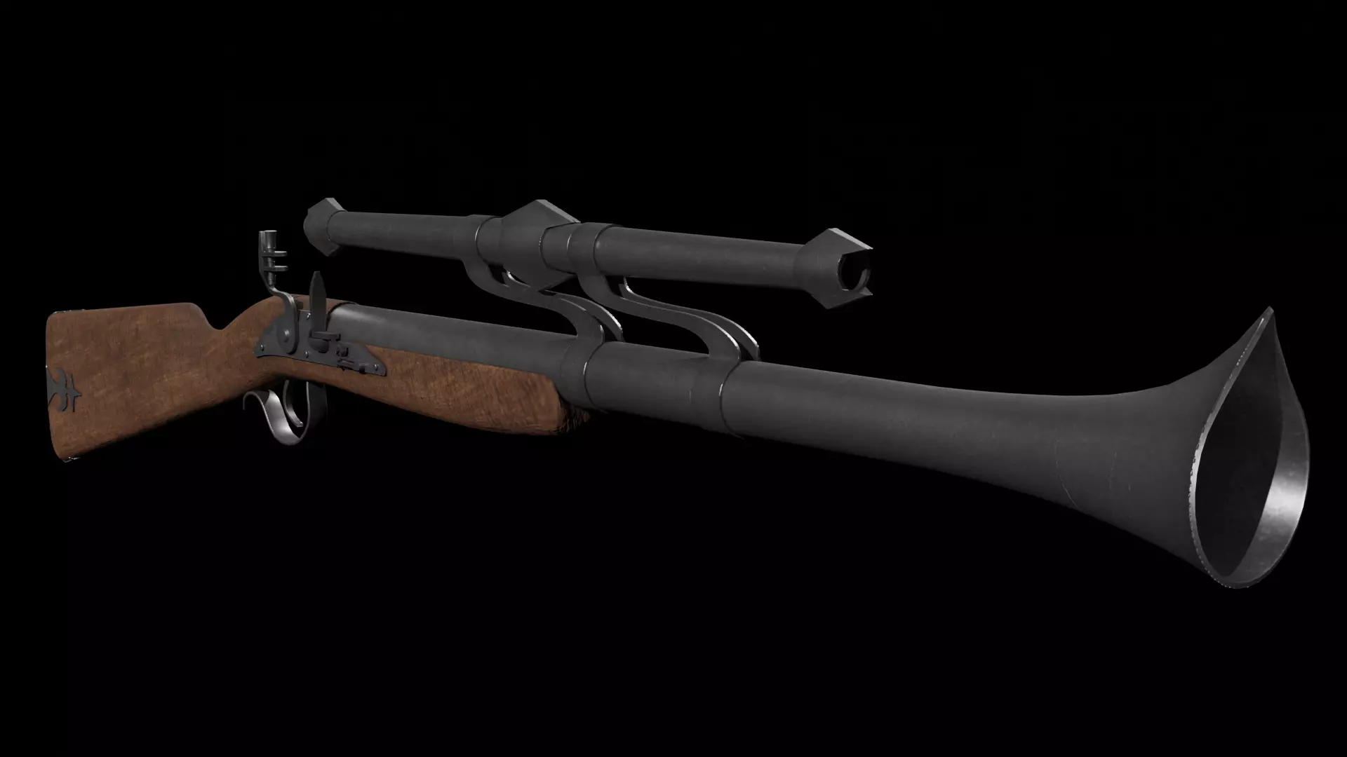 Fantastic Rifle  Low-poly 3D model_0