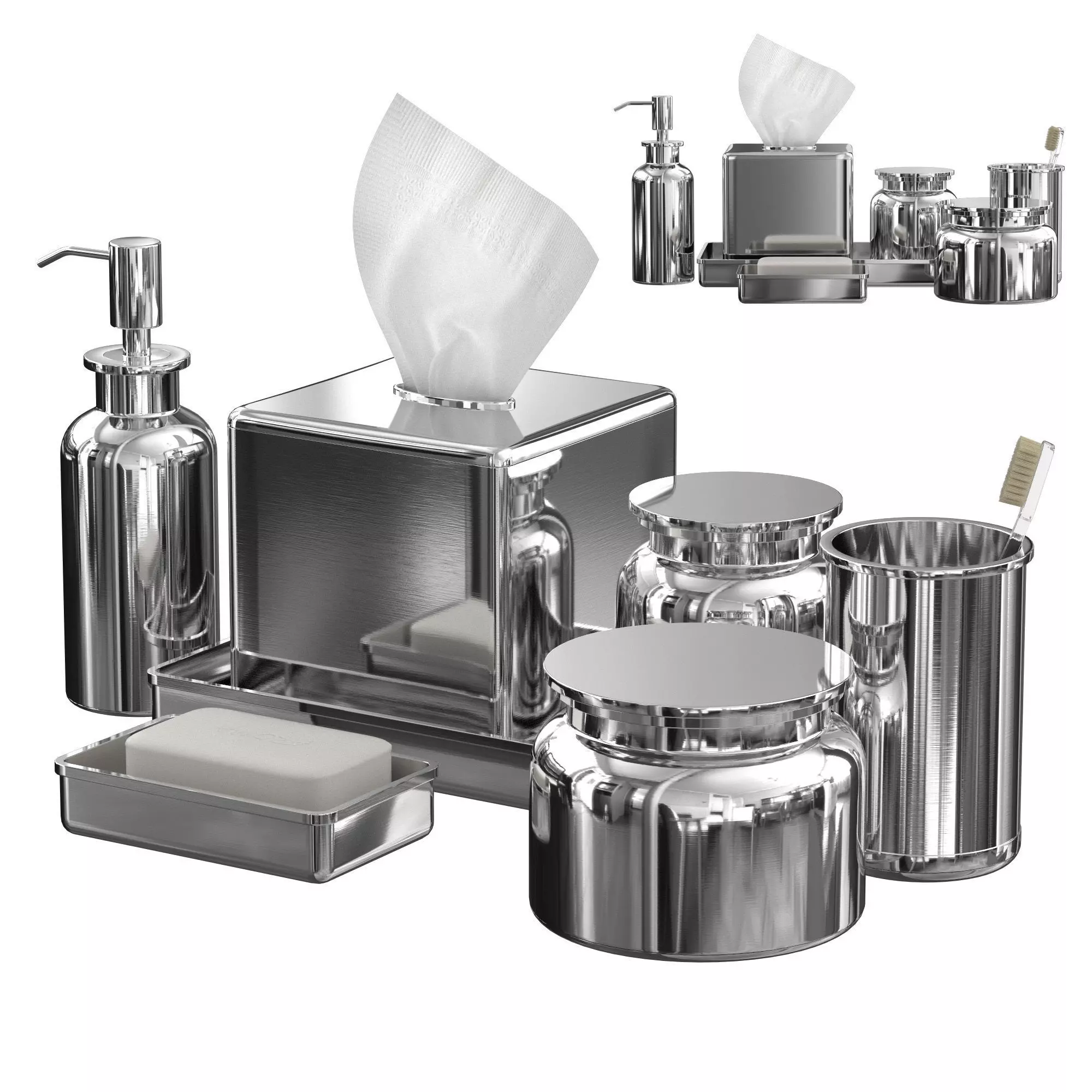 Pharmacy Metal Bath Accessories Polished Nickel 3D model