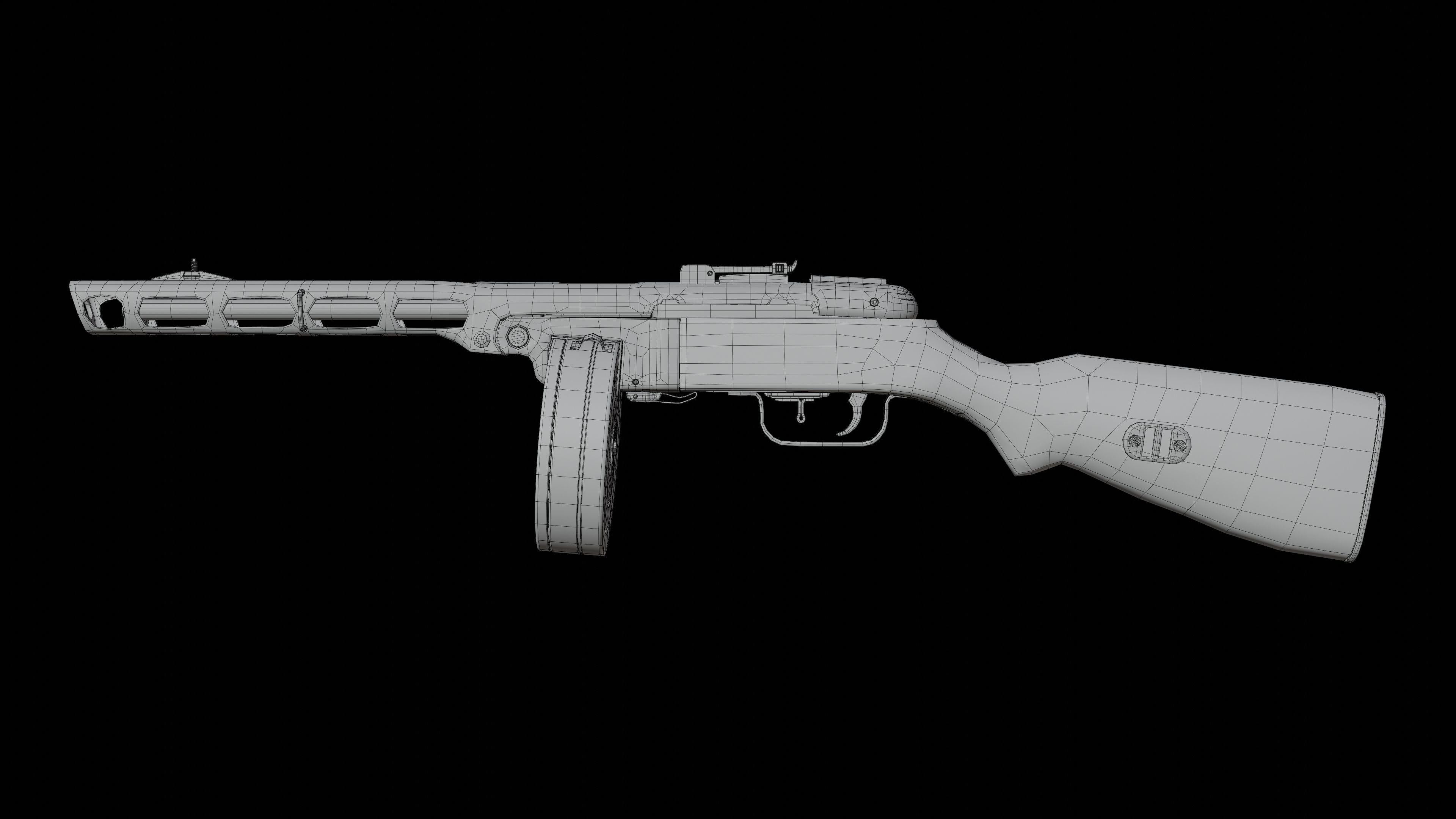 Sub Machine Gun PPSh41 3D model_2