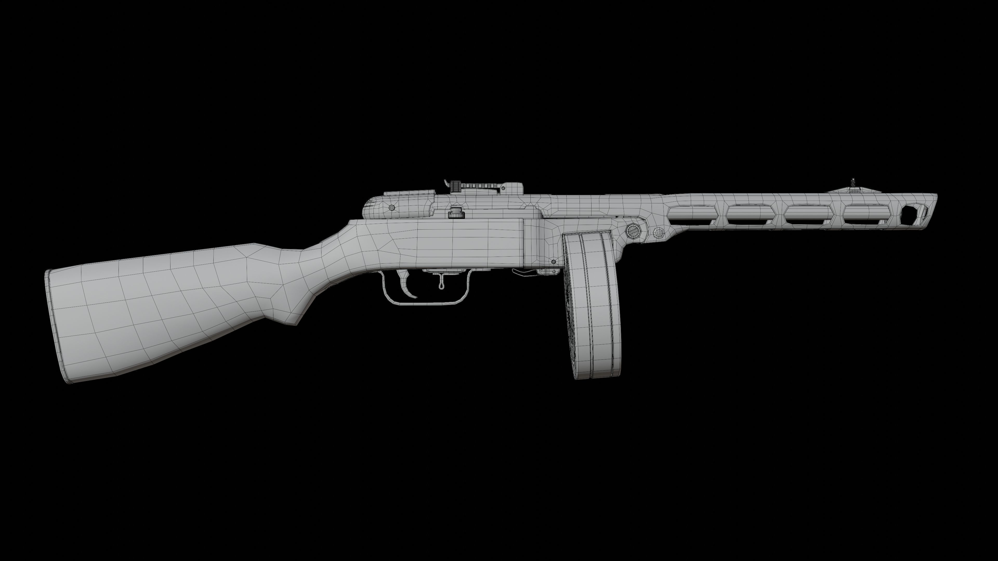 Sub Machine Gun PPSh41 3D model_3