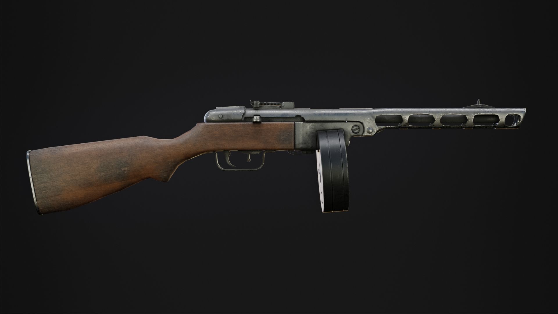 Sub Machine Gun PPSh41 3D model_1