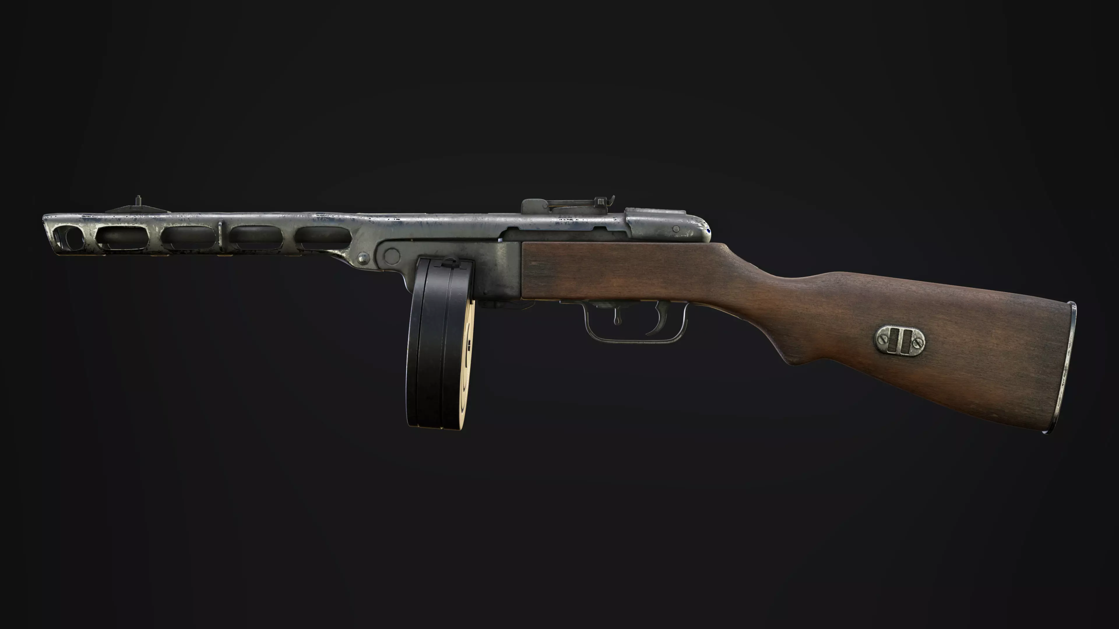 Sub Machine Gun PPSh41 3D model_0