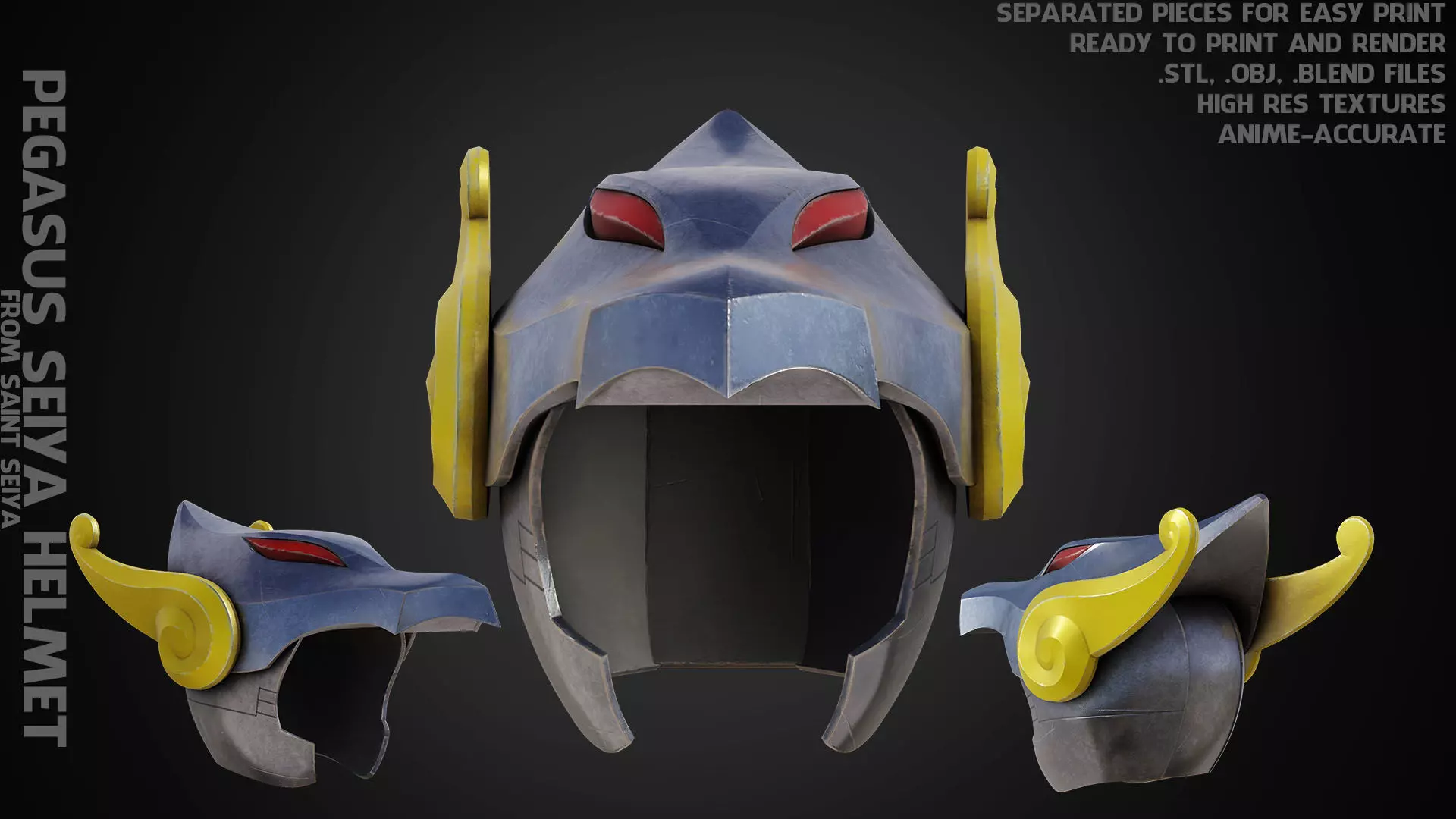 Saint Seiya Pegasus Seiya Helmet for Cosplay 3D print model_0