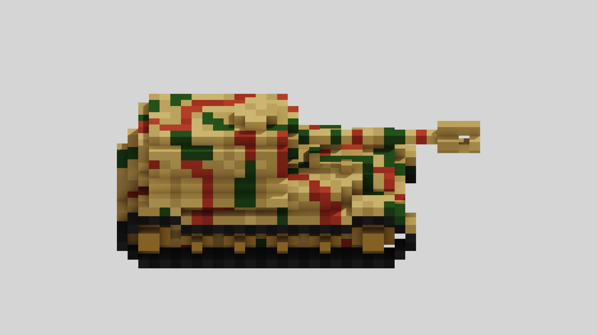 Jagdpanzer Elefant Tank Voxel Low-poly 3D model_4
