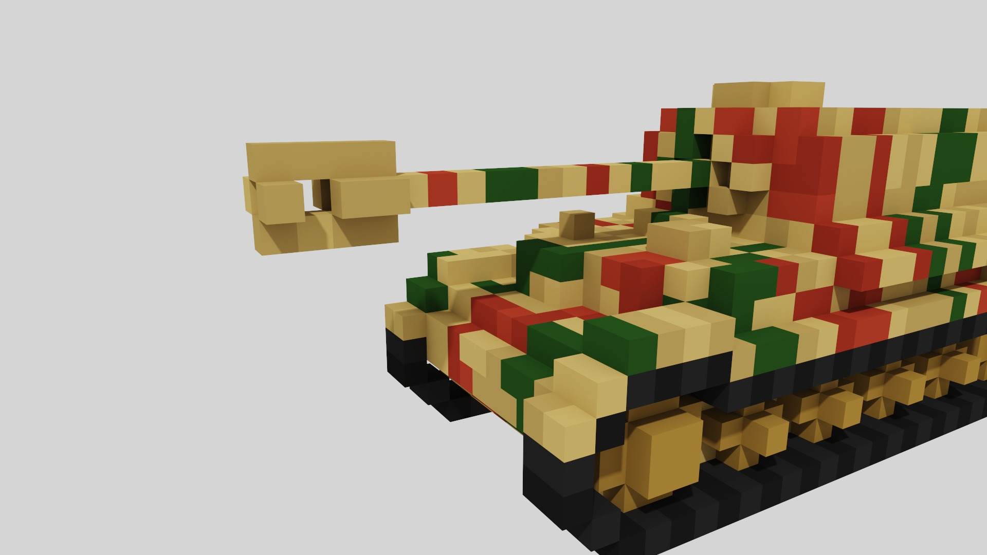 Jagdpanzer Elefant Tank Voxel Low-poly 3D model_11