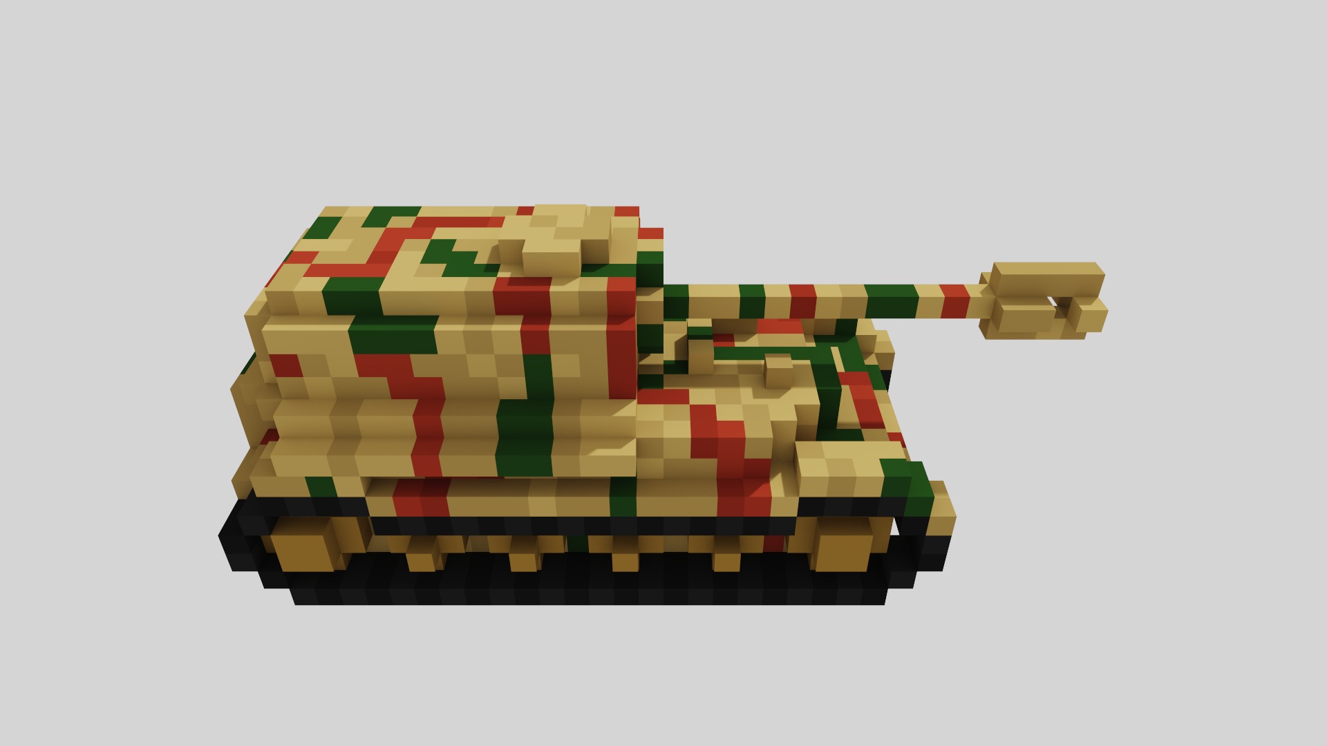 Jagdpanzer Elefant Tank Voxel Low-poly 3D model_5