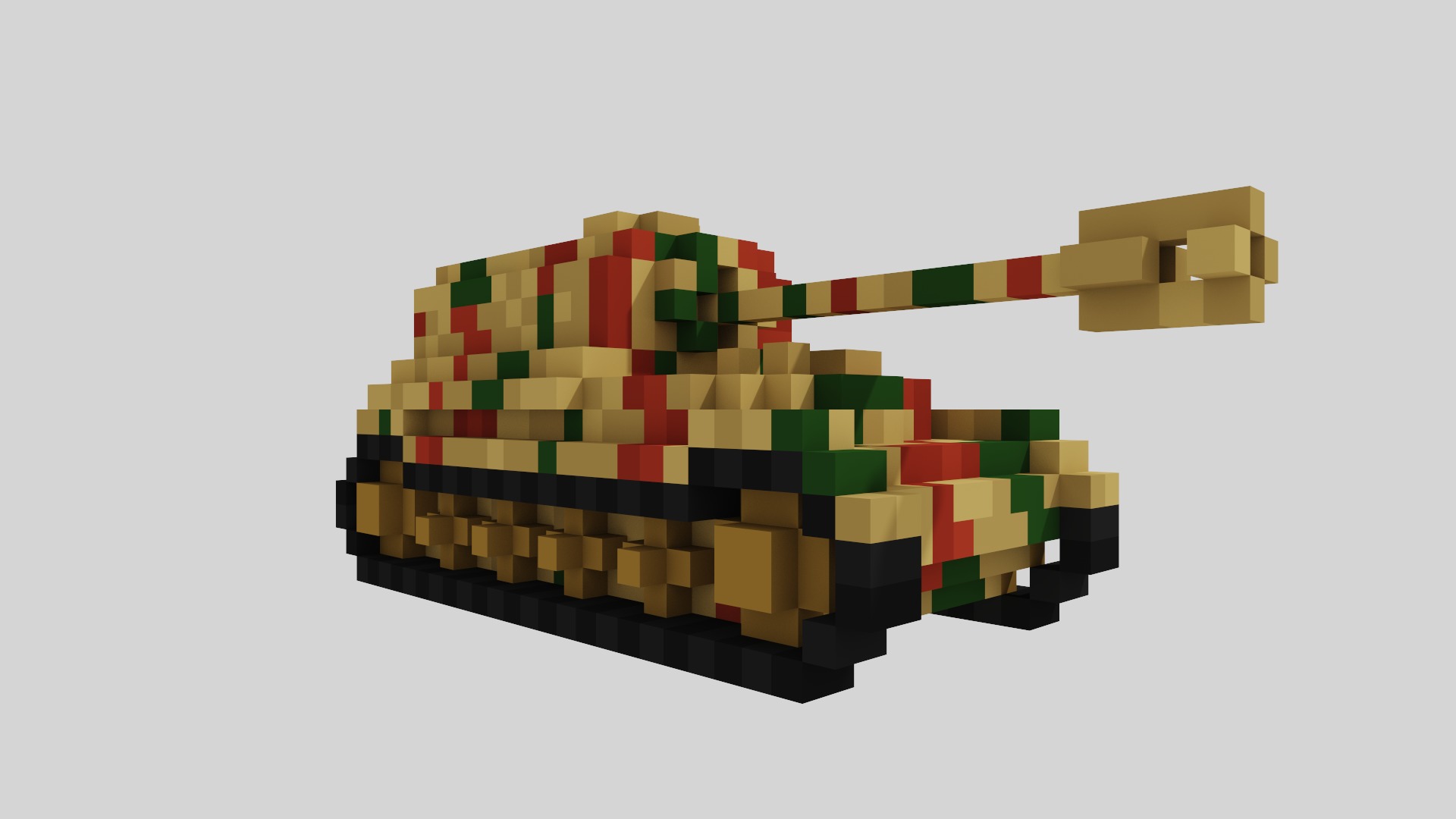 Jagdpanzer Elefant Tank Voxel Low-poly 3D model_12