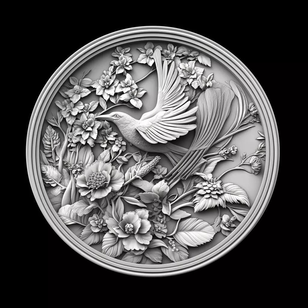 The Bird and Roses Relief 3D print model_0