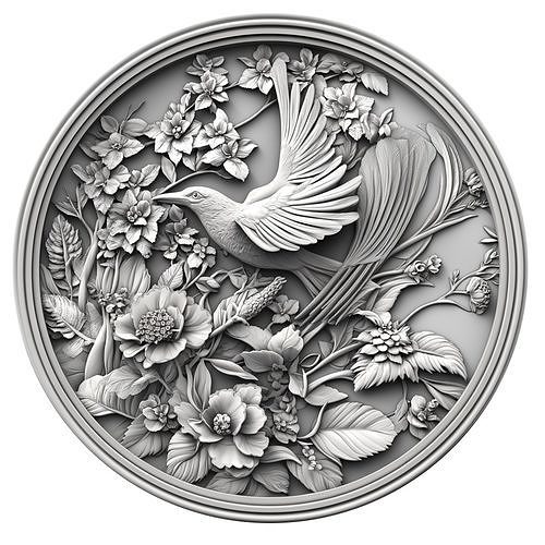 The Bird and Roses Relief 3D print model
