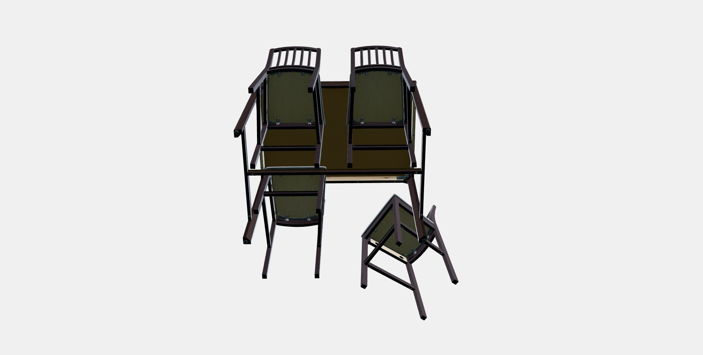 EKEDALEN - EKEDALEN Bar table and 4 bar stools 1 Low-poly 3D model_7